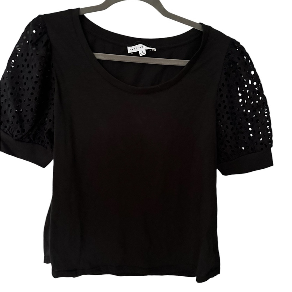 Jane & Delacey - Black Women's Top with Lace Sleeves